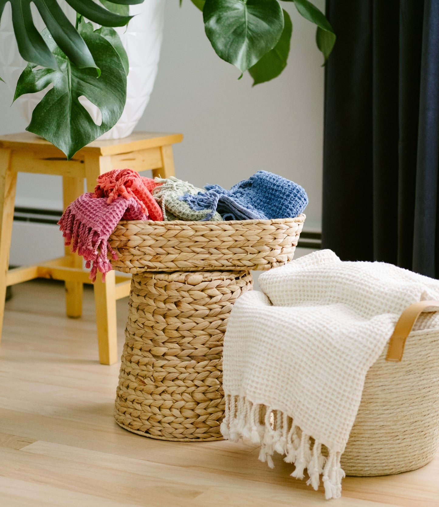 Waffle-Stone Washed-Hand Towel